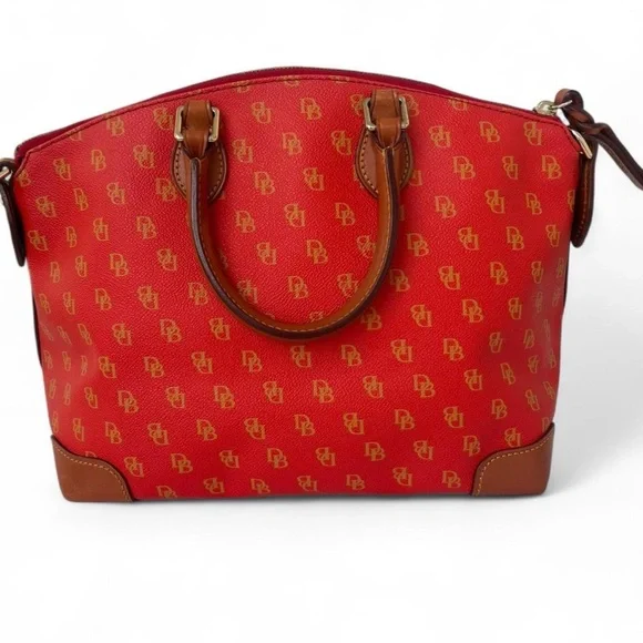 Dooney & Bourke Gretta Satchel Red Monogram Handbag - Picture 2 of 9